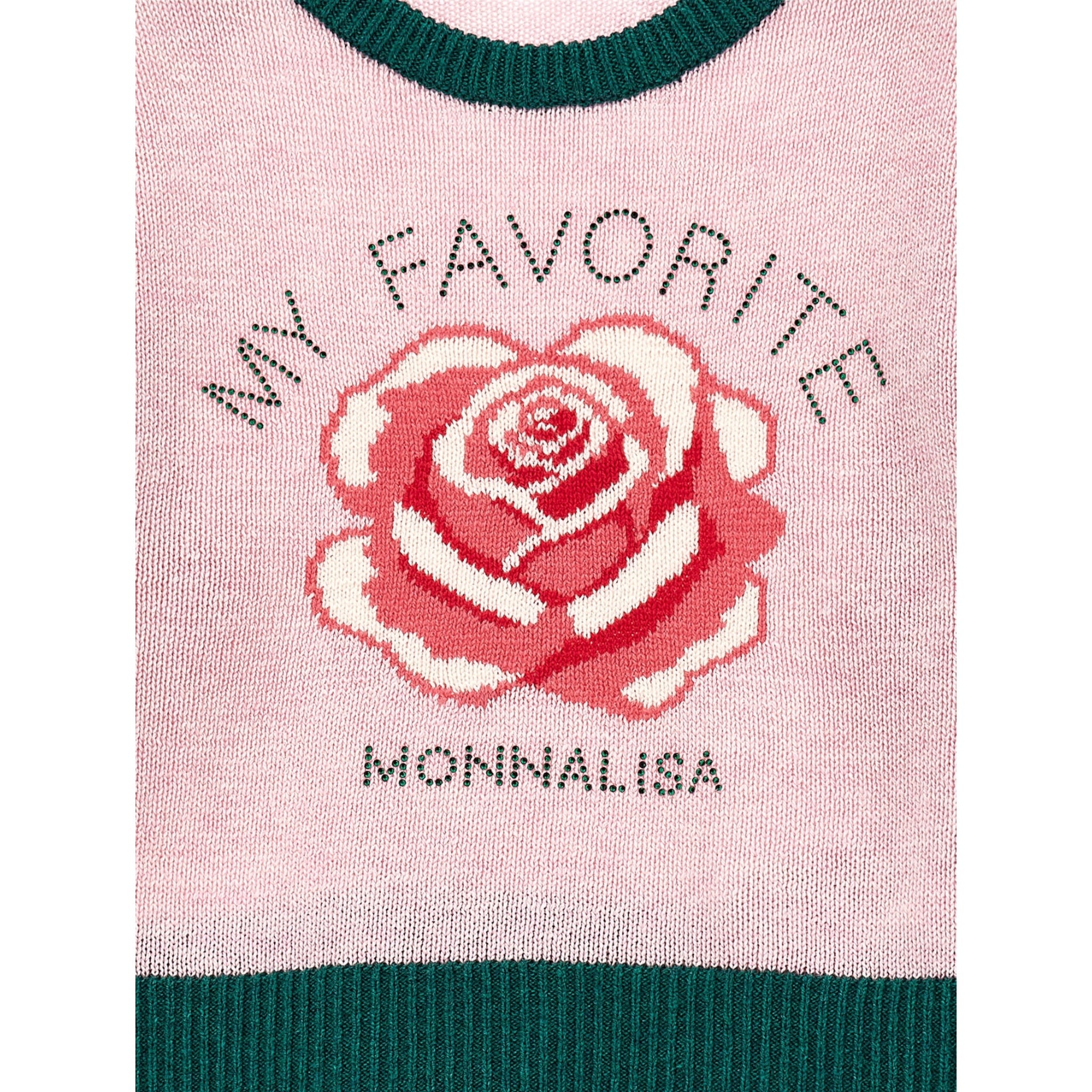 Monnalisa Maglia Girocollo tinta unita con Profili In Contrasto Rosa per Bambina 19F615 ROSA MONNALISA 