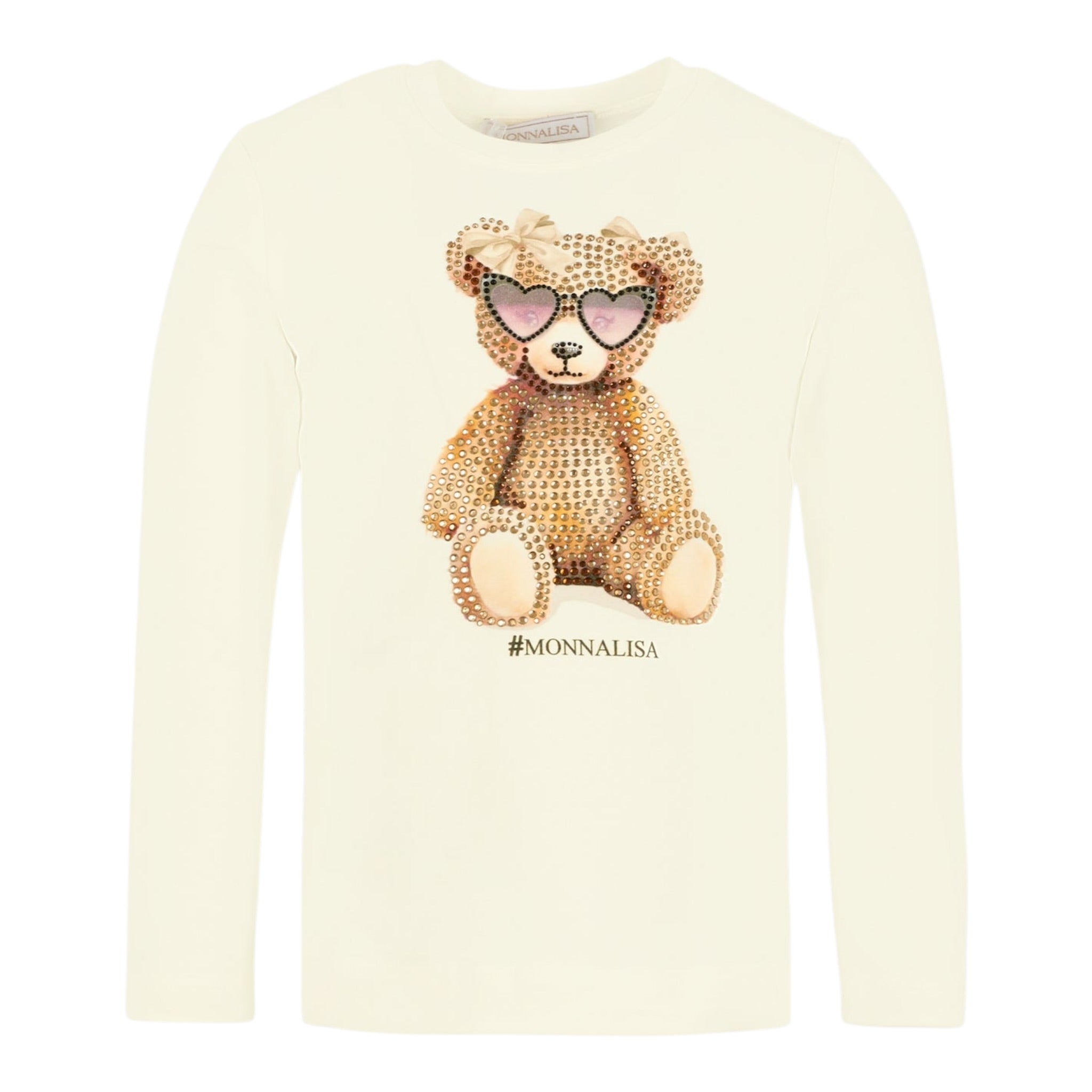 Monnalisa Shirt tinta unita con Stampa Bianco per Bambina 19F616 BIANCO MONNALISA 