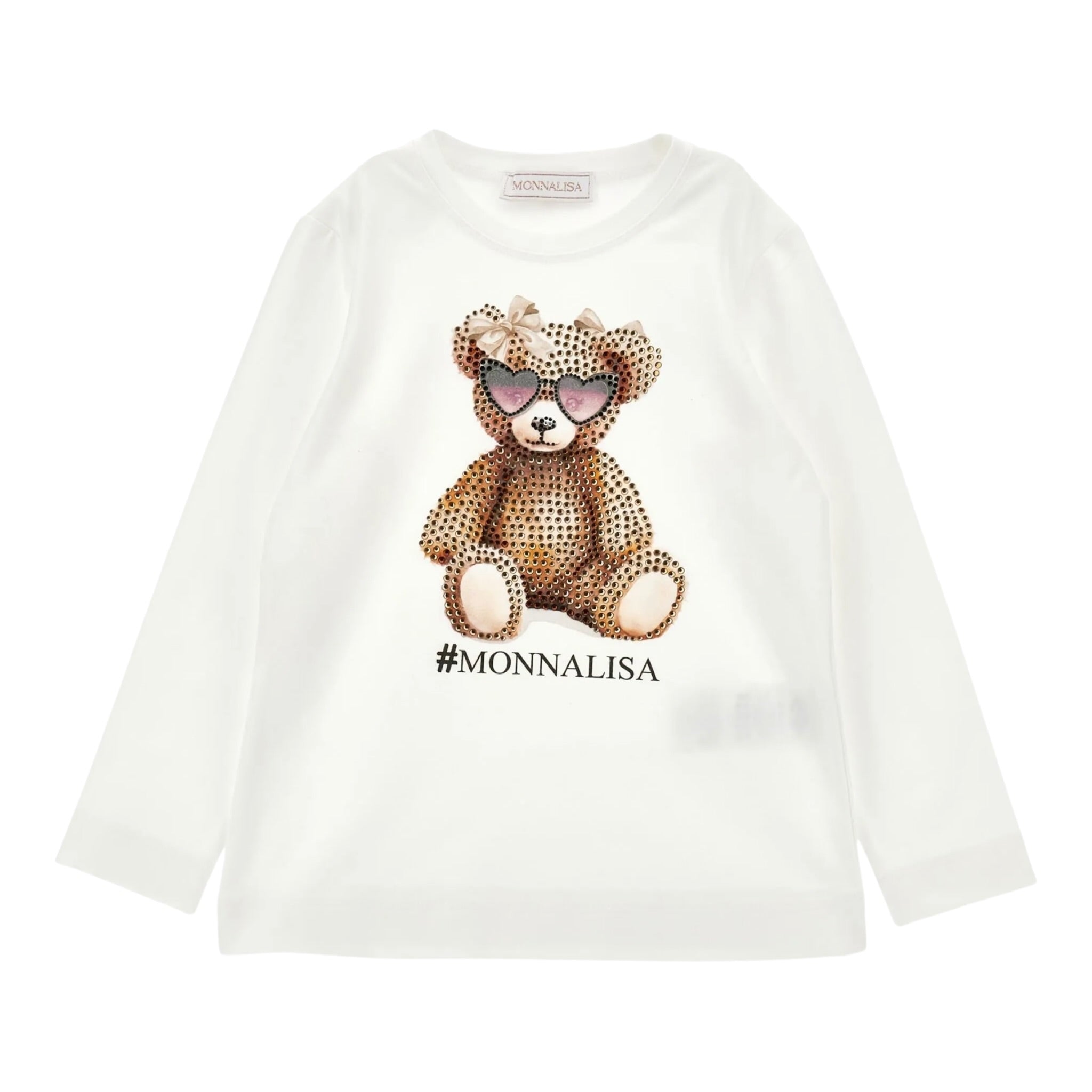 Monnalisa Shirt tinta unita con Stampa Panna per Bambina 19F616X PANNA MONNALISA 
