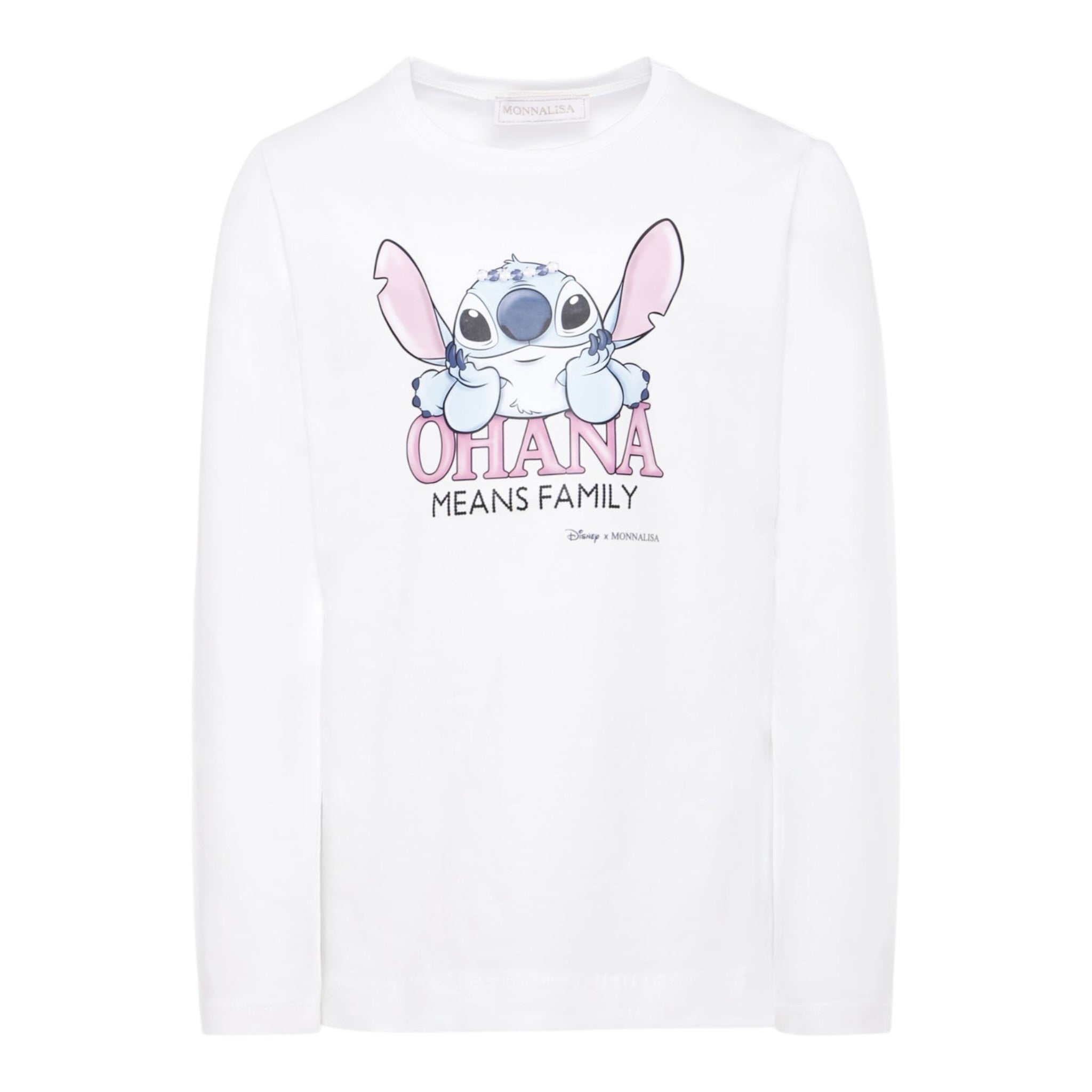 Monnalisa Shirt Girocollo tinta unita con Stampa Bianco per Bambina 19F618 BIANCO MONNALISA 