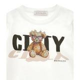 Monnalisa Shirt Girocollo Tinta Unta con Stampa Bianco per Bambina 19F624X BIANCO MONNALISA 