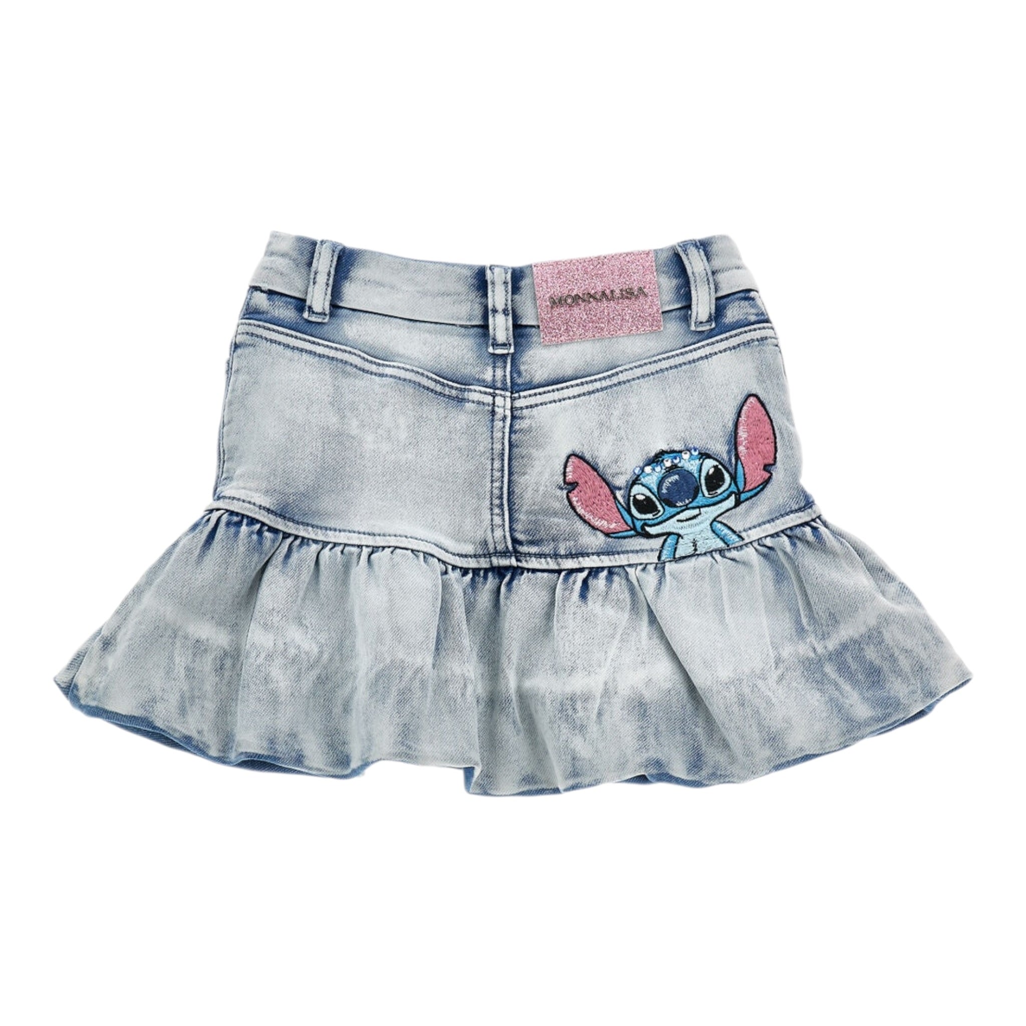 Monnalisa Gonna In Denim tinta unita con Stampa Azzurro per Neonata 19F702 AZZURRO MONNALISA 