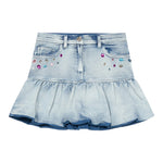 Monnalisa Gonna In Denim tinta unita con Stampa Azzurro per Bambina 19F702X AZZURRO MONNALISA 