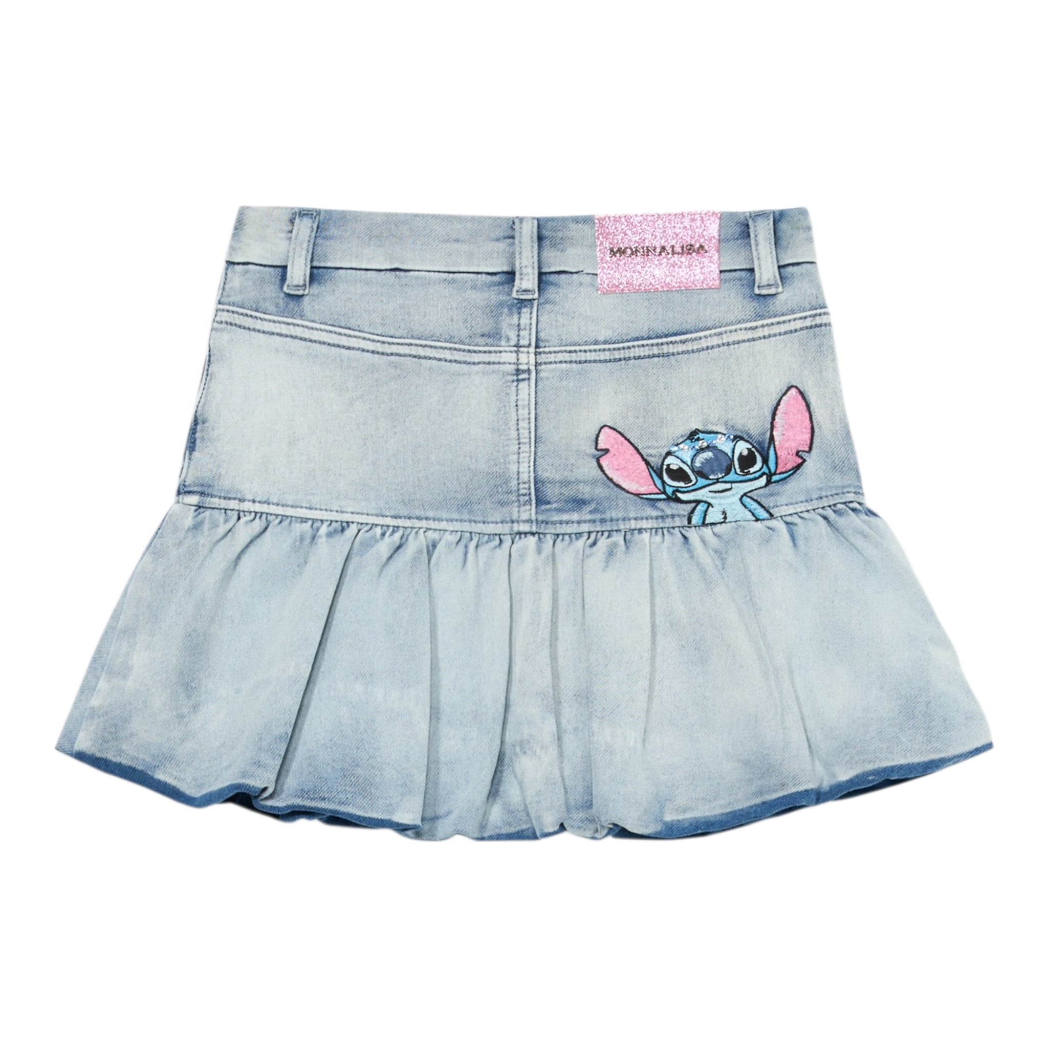 Monnalisa Gonna In Denim tinta unita con Stampa Azzurro per Bambina 19F702X AZZURRO MONNALISA 