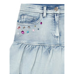 Monnalisa Gonna In Denim tinta unita con Stampa Azzurro per Bambina 19F702X AZZURRO MONNALISA 