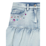 Monnalisa Gonna In Denim tinta unita con Stampa Azzurro per Bambina 19F702X AZZURRO MONNALISA 