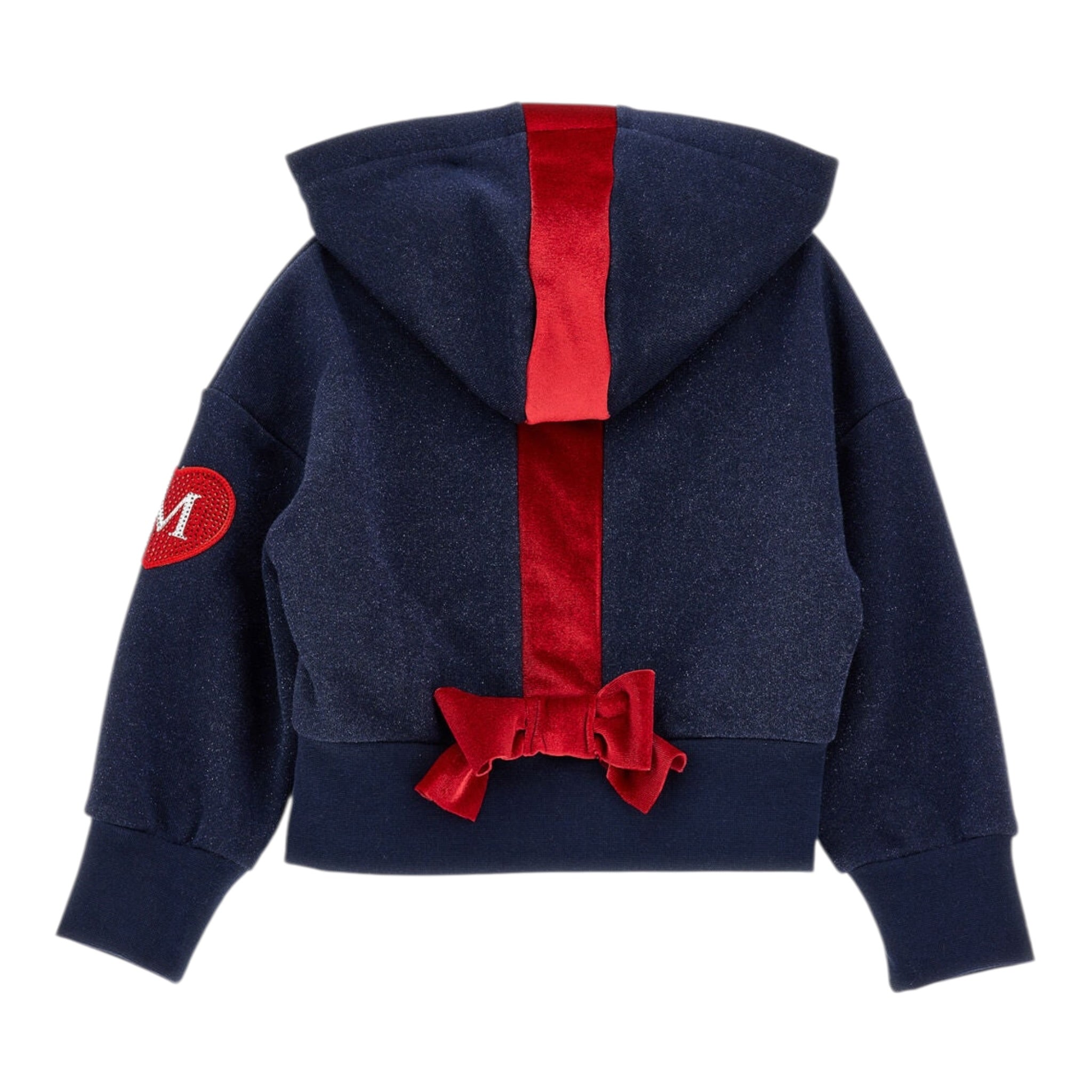 Monnalisa Felpa tinta unita con Zip E Cappuccio Blu per Bambina 19F800 BLU MONNALISA 