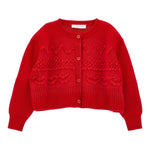 Monnalisa Cardigan tinta unita con Ricami Rosso per Bambina 19F801 ROSSO MONNALISA 
