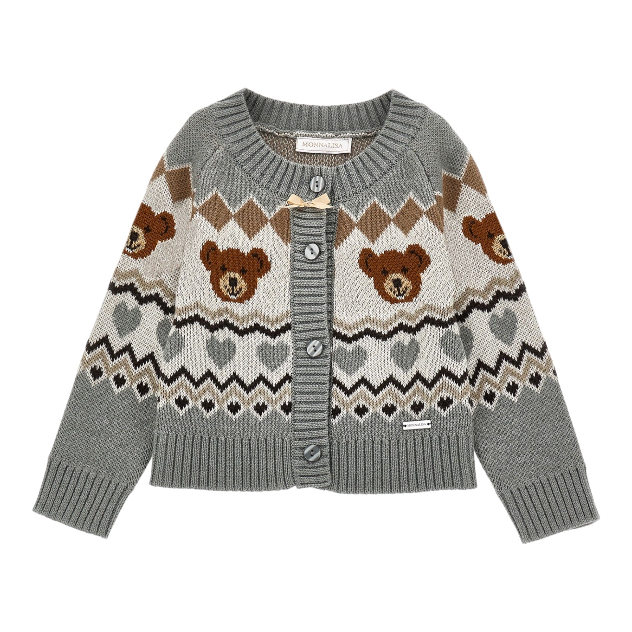Monnalisa Cardigan tinta unita con Ricami Grigio per Bambina 19F808 GRIGIO MONNALISA 