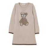 Monnalisa Abito In Maglia tinta unita con Brillantini Beige per Bambina 19F916 BEIGE MONNALISA 