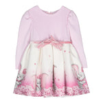 Monnalisa Abito Maica Lunga Bicolore con Cinturino Rosa/Bianco per Bambina 231D902J ROSA/BIANCO MONNALISA 
