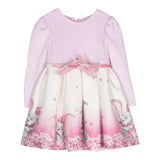 Monnalisa Abito Maica Lunga Bicolore con Cinturino Rosa/Bianco per Neonata 231D902 ROSA/BIANCO MONNALISA 