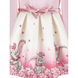 Monnalisa Abito Maica Lunga Bicolore con Cinturino Panna/Rosa per Neonata 231D902X PANNA/ROSA MONNALISA 