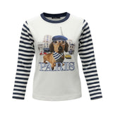 Monnalisa Shirt Girocollo tinta unita con Stampa E Fantasia A Righe Bianco per Bambina 256624 BIANCO MONNALISA 