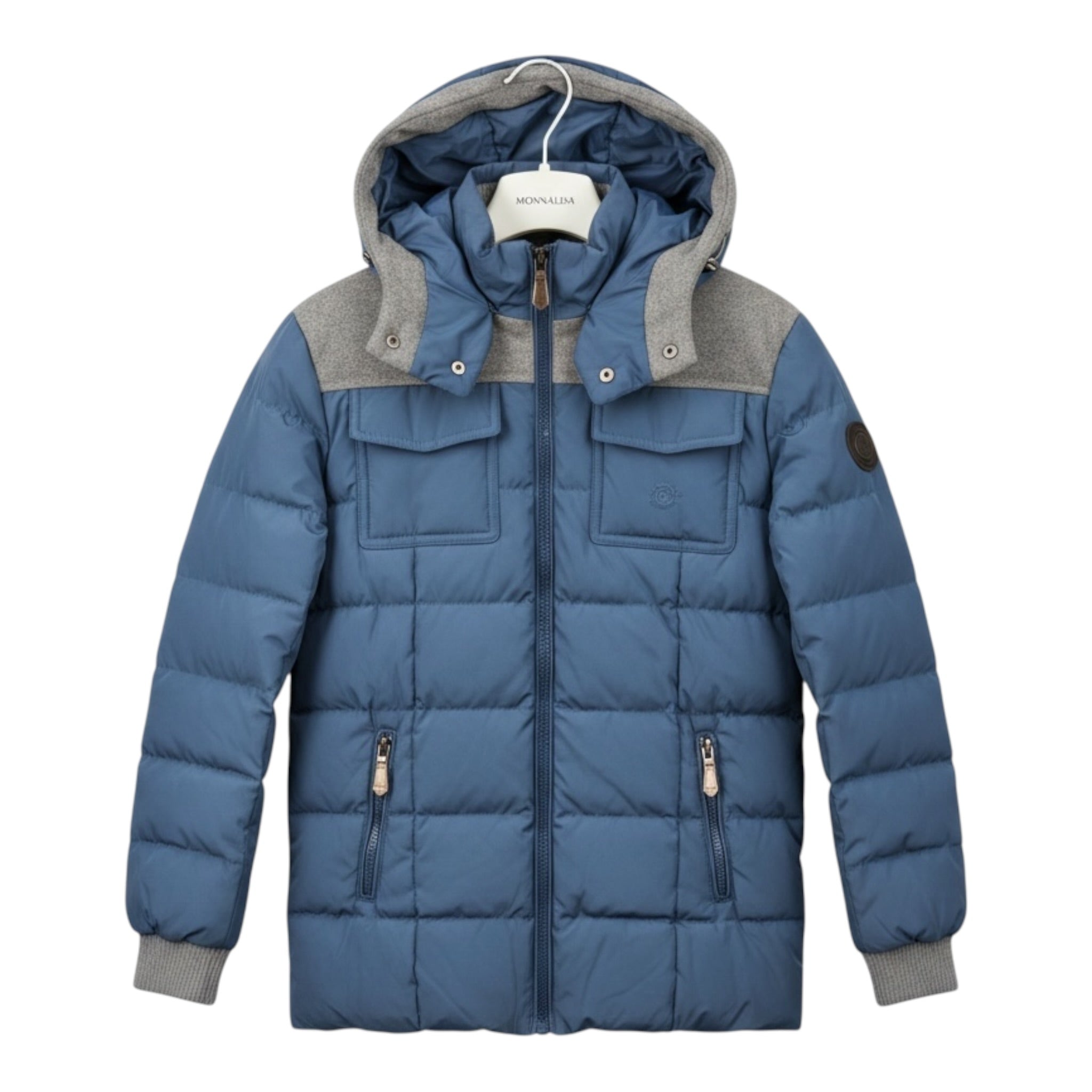 Monnalisa Giubbino tinta unita con Cappuccio Blu per Bambino 25815 BLU MONNALISA 