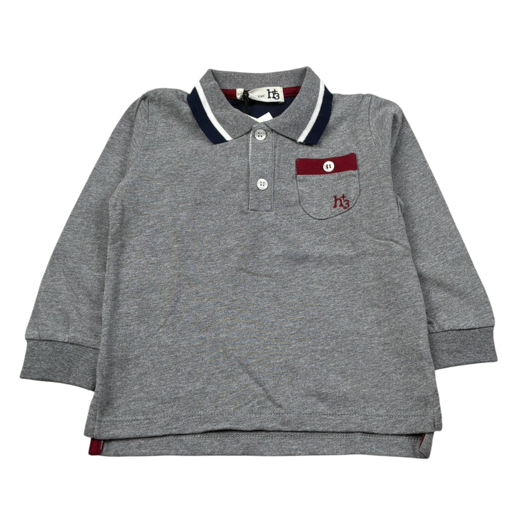 Monnalisa Polo Manica Lunga tinta unita Grigio per Neonato 280606 GRIGIO MONNALISA 