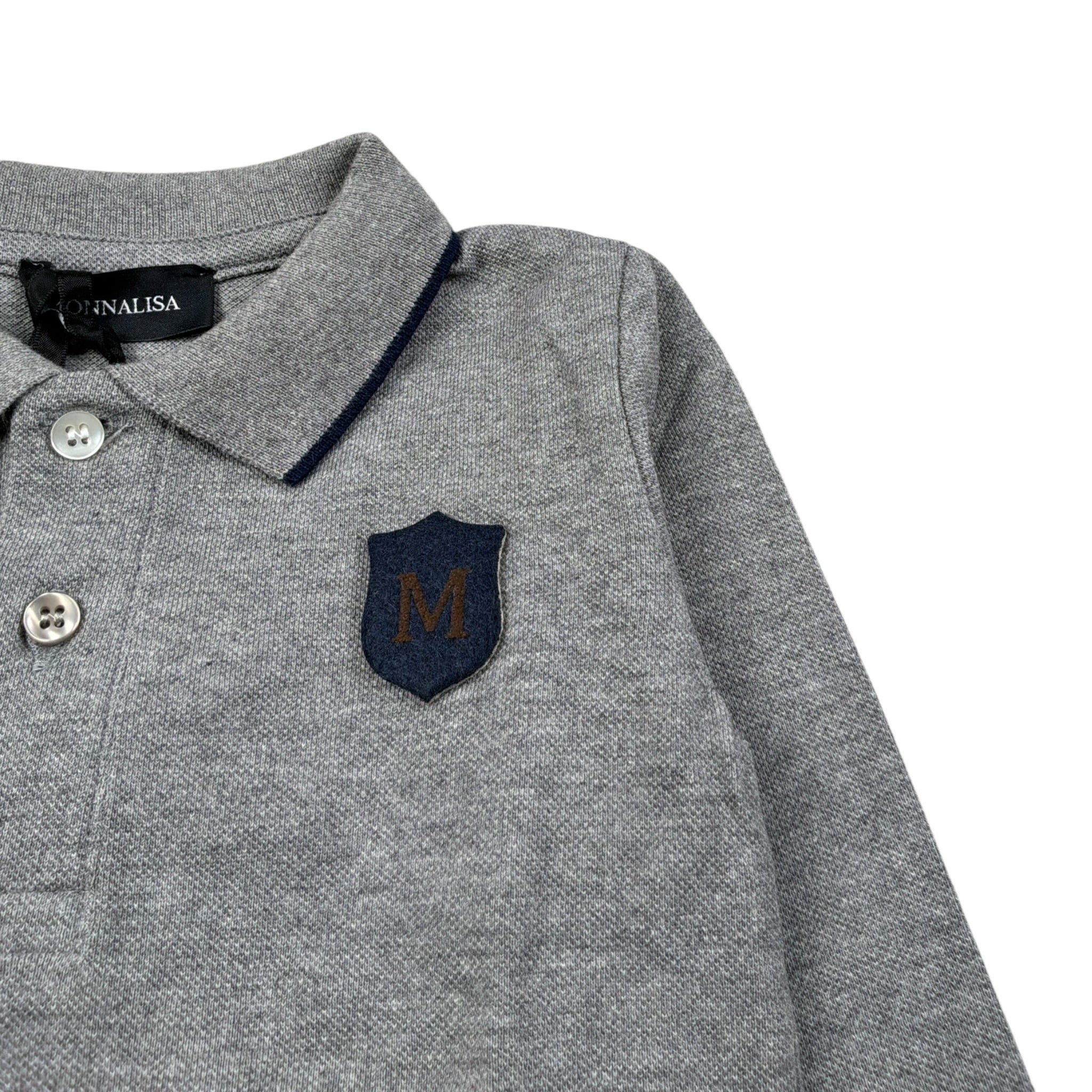 Monnalisa Polo Manica Lunga tinta unita Grigio per Neonato 282604 GRIGIO MONNALISA 