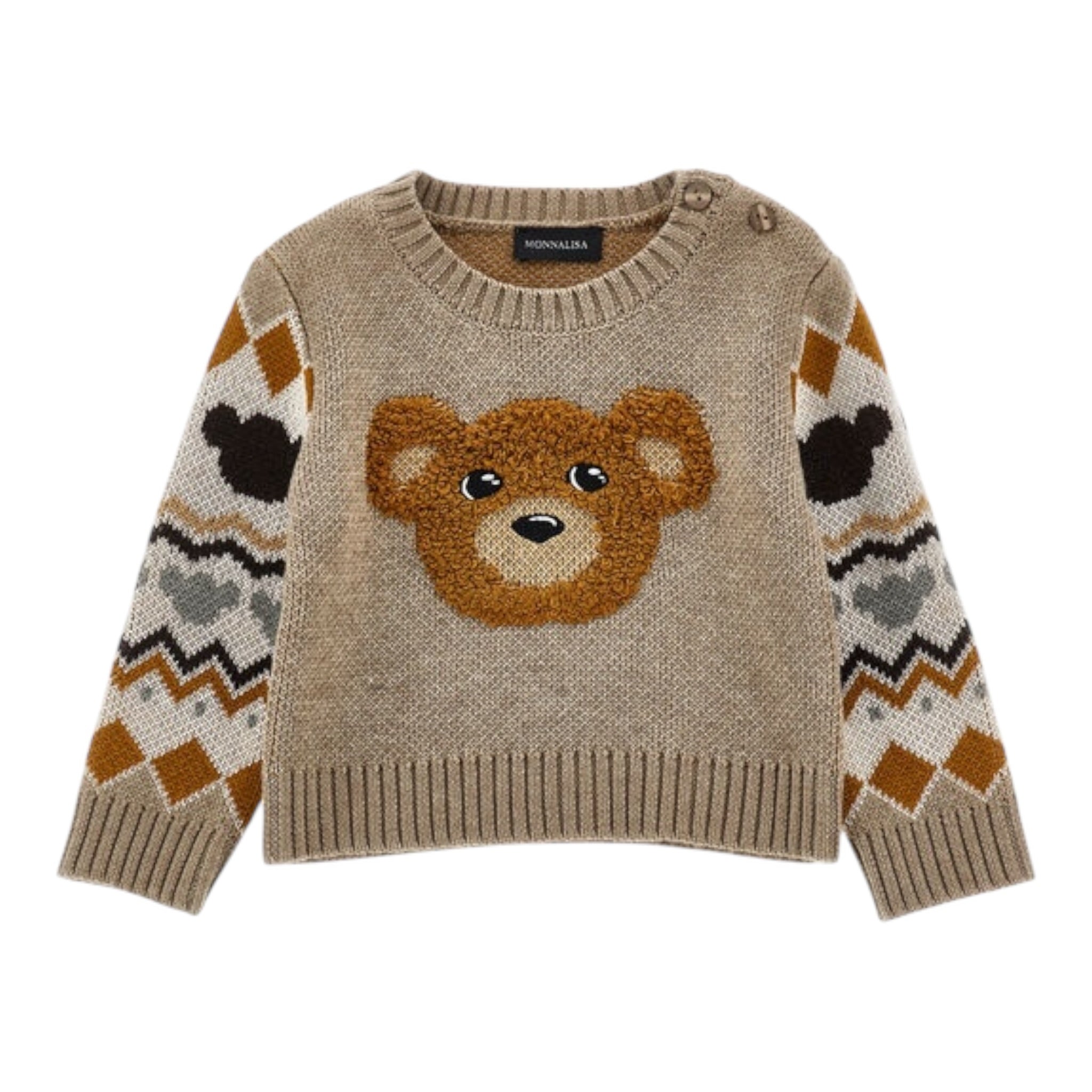 Monnalisa Maglia tinta unita con Stampa Beige per Bambina 28F607 BEIGE MONNALISA 