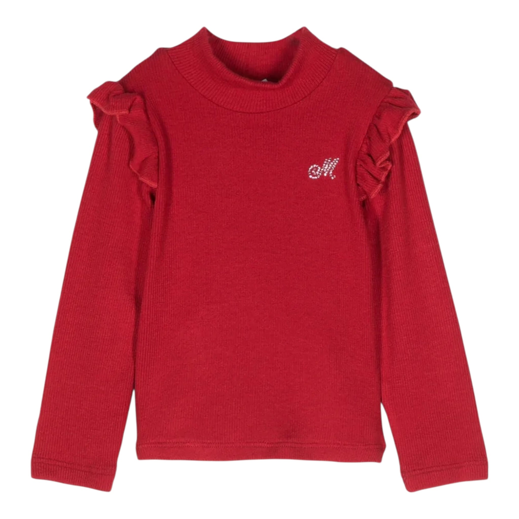 Monnalisa Maglia tinta unita con Balze Rosso per Neonata 31D623 ROSSO MONNALISA 