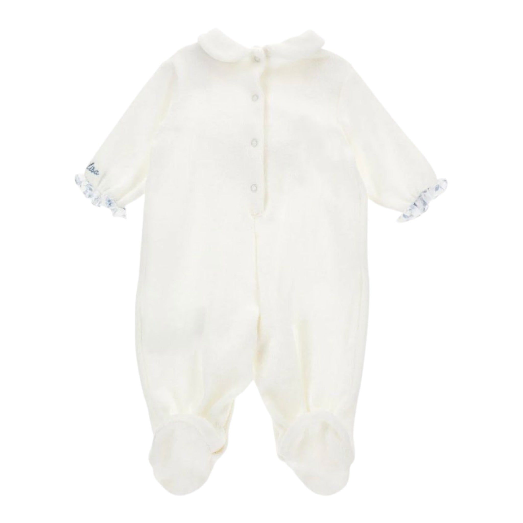 Monnalisa Tutina Manica Lunga Tinta Nita In Ciniglia Panna/Azzurro per Neonata 35F208 PANNA/AZZURRO MONNALISA 