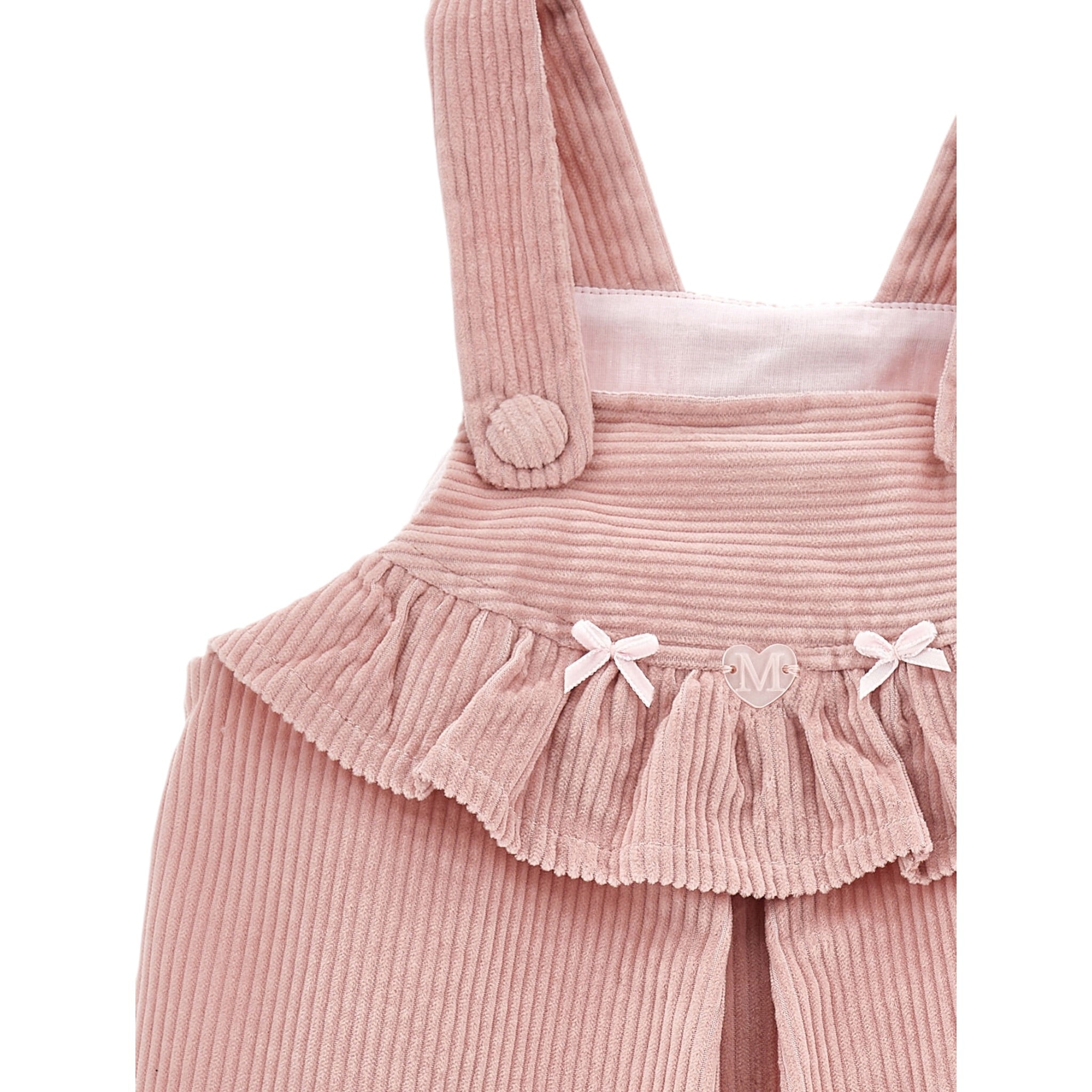 Monnalisa Salopette tinta unita In Velluto Rosa per Neonata 37F902 ROSA MONNALISA 
