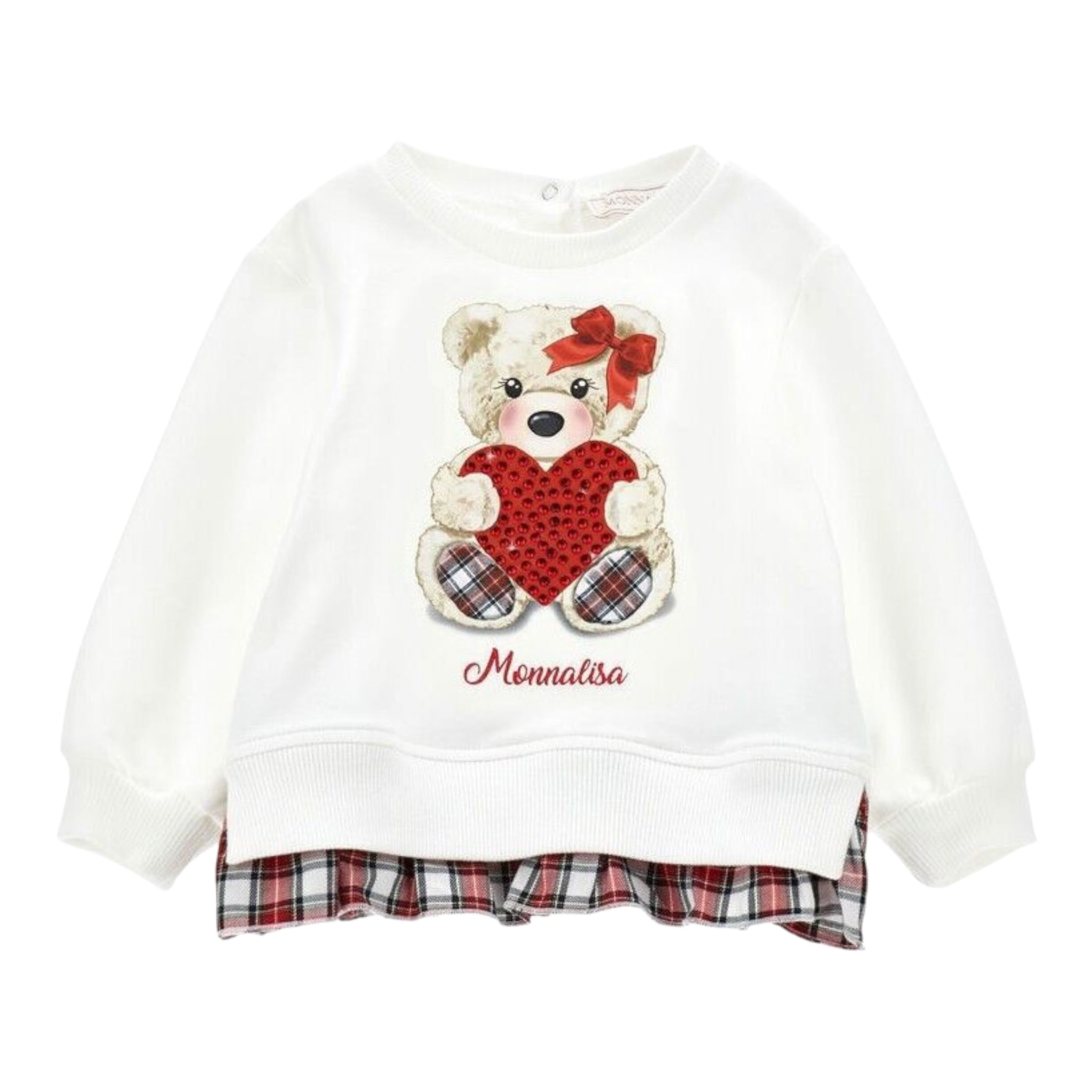Monnalisa Felpa tinta unita con Stampa Bianco per Neonata 39D625 BIANCO MONNALISA 
