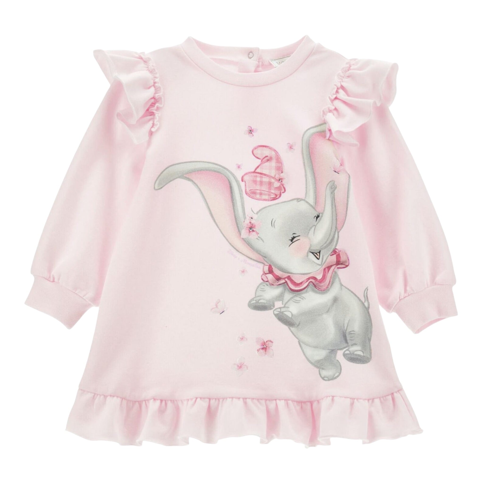 Monnalisa Maxi Felpa tinta unita con Rouches E Stampa Rosa per Neonata 39D900 ROSA MONNALISA 