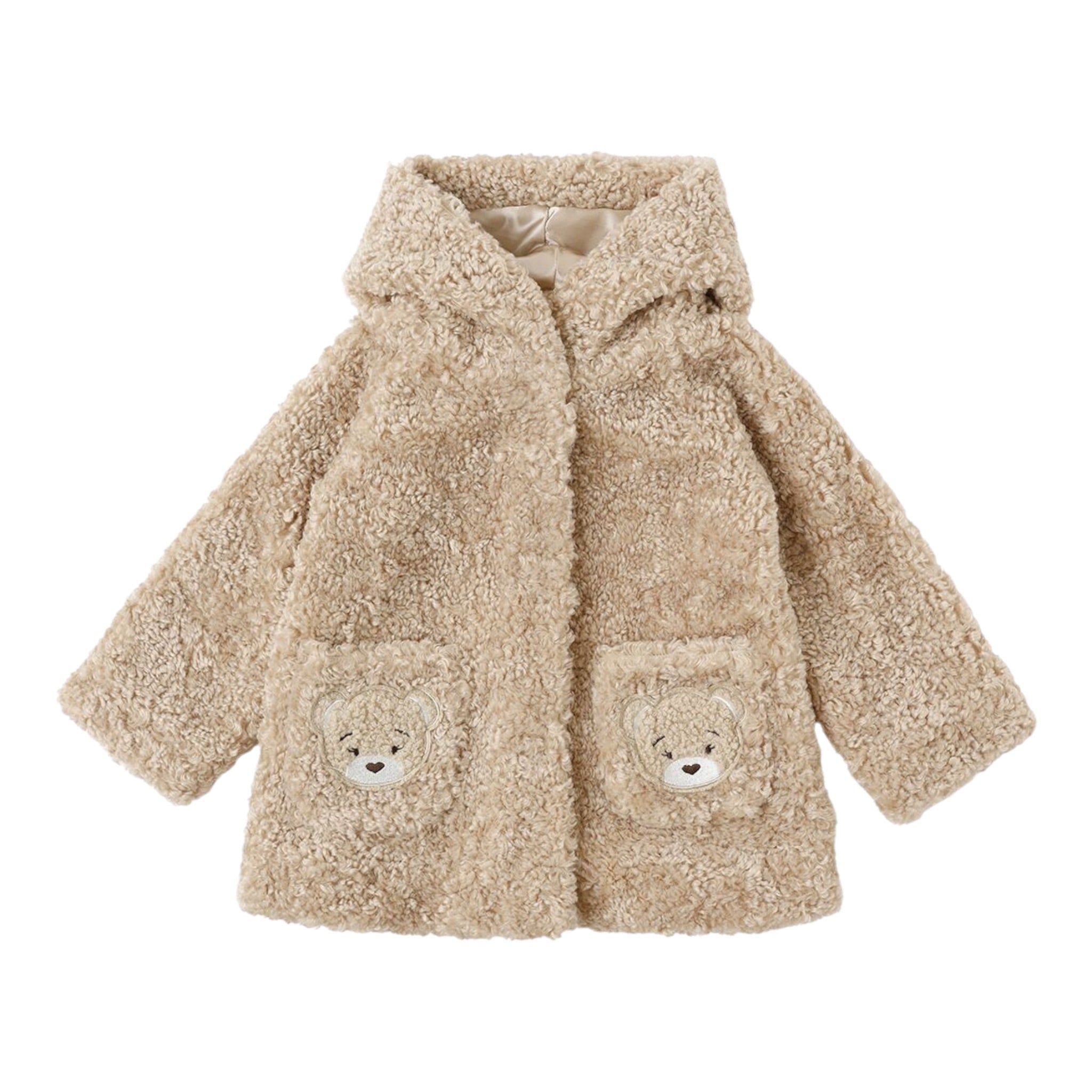 Monnalisa Cappotto tinta unita con Cappuccio Beige per Bambina 39F103 BEIGE MONNALISA 
