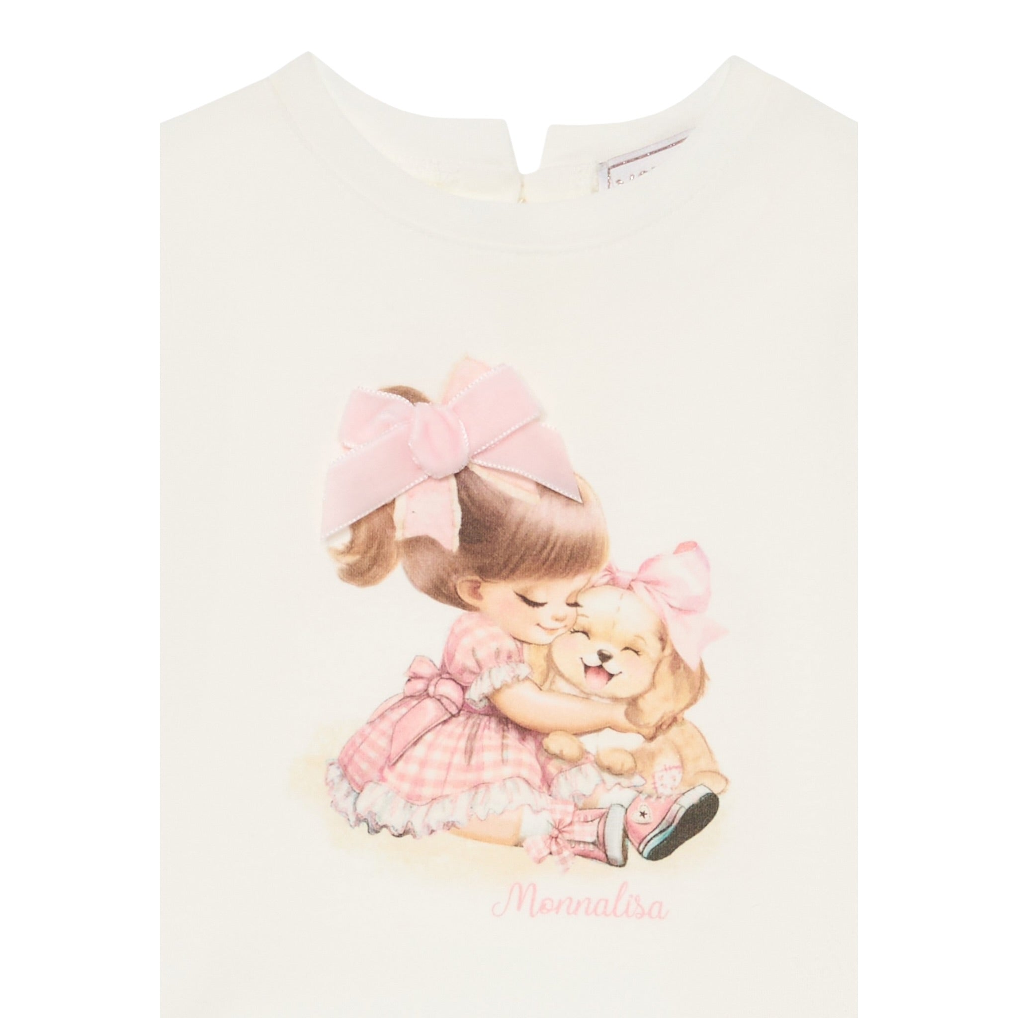 Monnalisa Shirt Girocollo tinta unita Cn Stampa Panna per Neonata 39F602 PANNA MONNALISA 