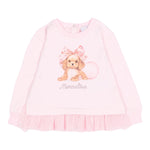 Monnalisa Felpa Chiusa Girocollo tinta unita con Stampa Rosa per Neonata 39F607 ROSA MONNALISA 