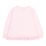 Monnalisa Felpa Chiusa Girocollo tinta unita con Stampa Rosa per Neonata 39F607 ROSA MONNALISA 