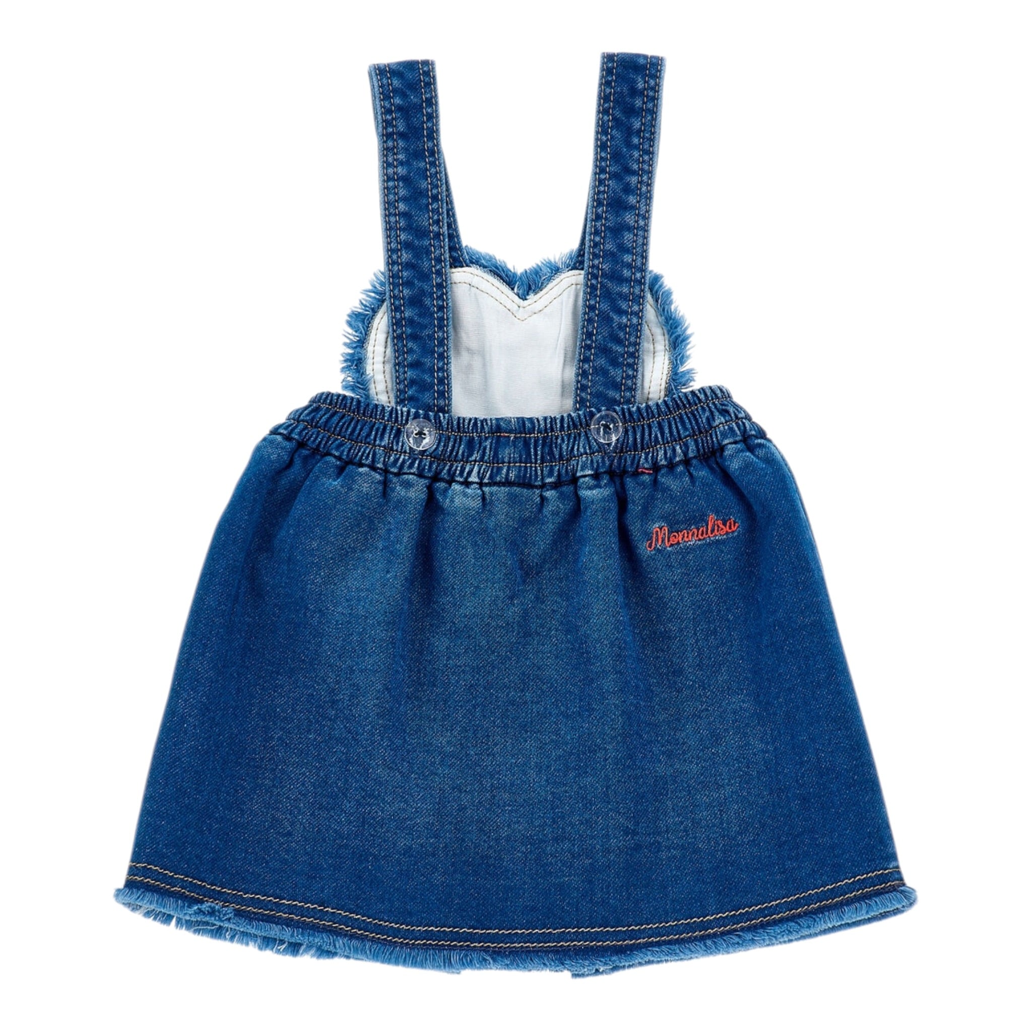 Monnalisa Salopette In Denim tinta unita con Ricami Blu per Bambina 39F703JXX BLU MONNALISA 