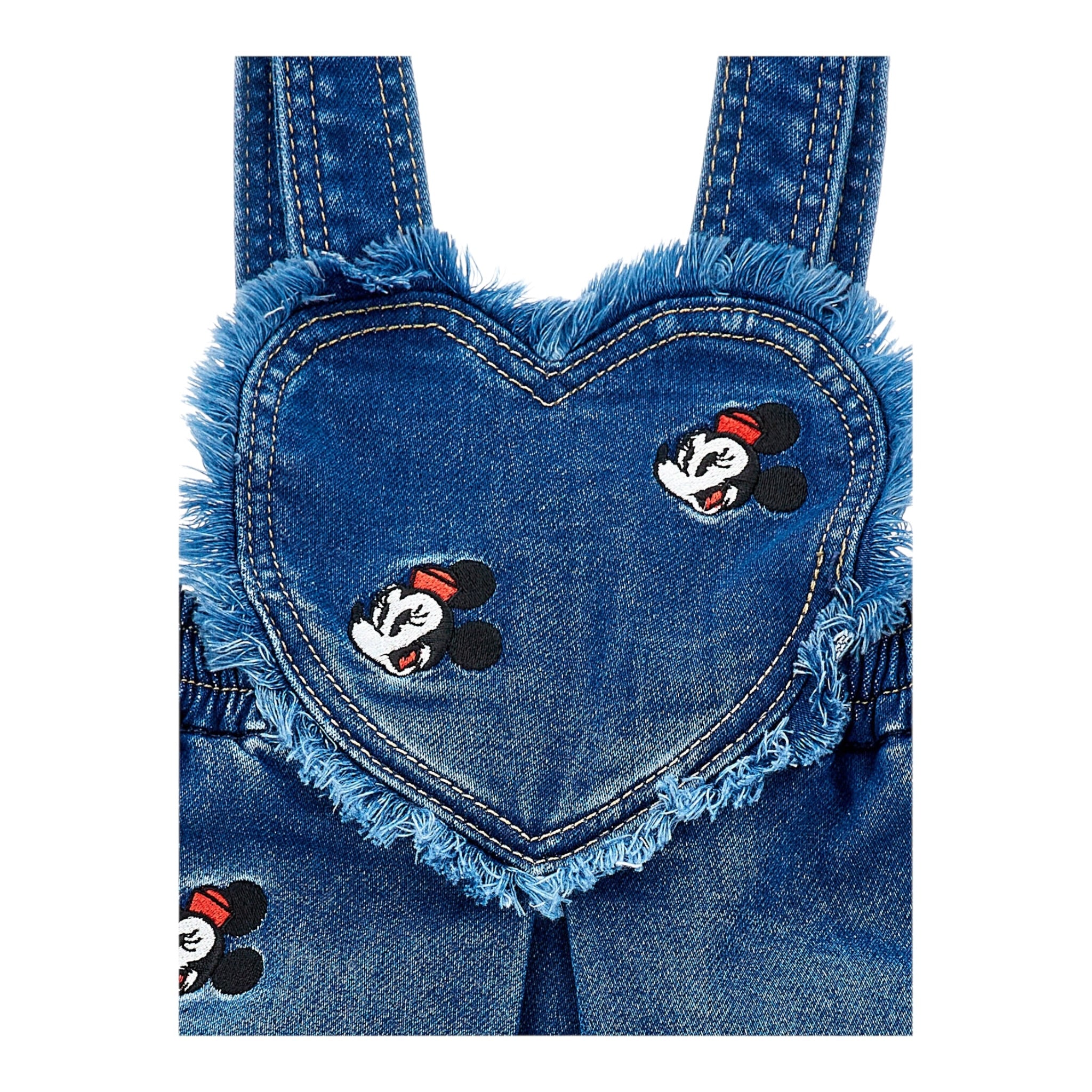 Monnalisa Salopette In Denim tinta unita con Ricami Blu per Neonata 39F703X BLU MONNALISA 