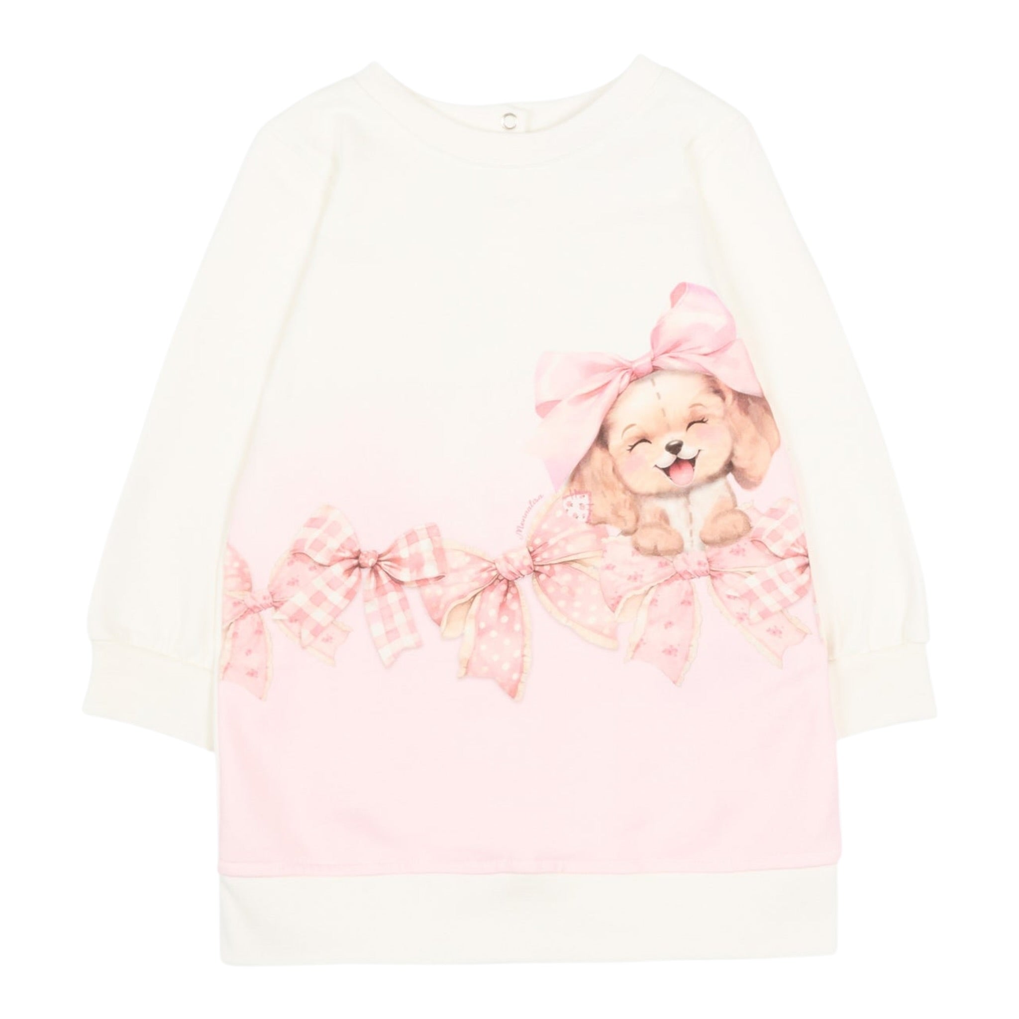 Monnalisa Abito Felpa Bicolore Manica Lunga con Stampa Bianco per Bambina 39F901XXJ BIANCO MONNALISA 