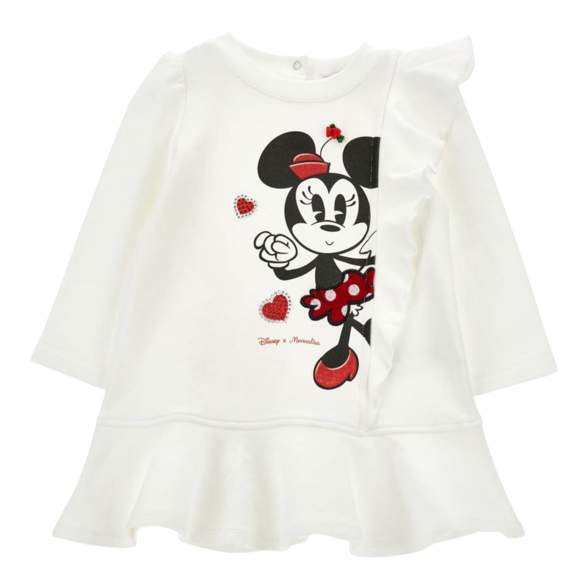 Monnalisa Abito Manica Lunga Tinta Nita con Stampa Panna per Bambina 39F903XJ PANNA MONNALISA 