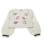 Monnalisa Maglia Girocollo tinta unita con Ricami Panna per Bambina 498621 PANNA MONNALISA 