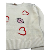 Monnalisa Maglia Girocollo tinta unita con Ricami Panna per Bambina 498621 PANNA MONNALISA 