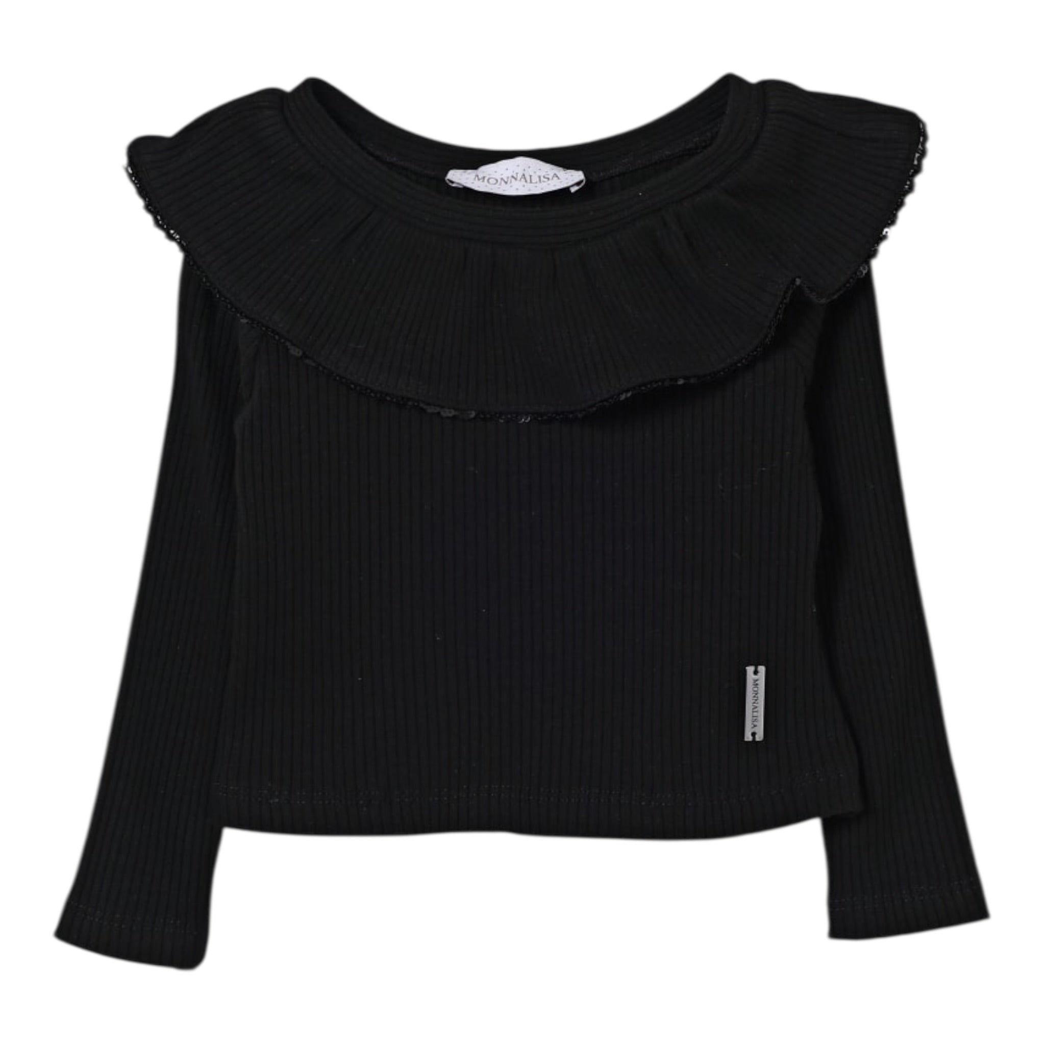 Monnalisa Maglia tinta unita con Colletto Nero per Bambina 71F607 NERO MONNALISA 