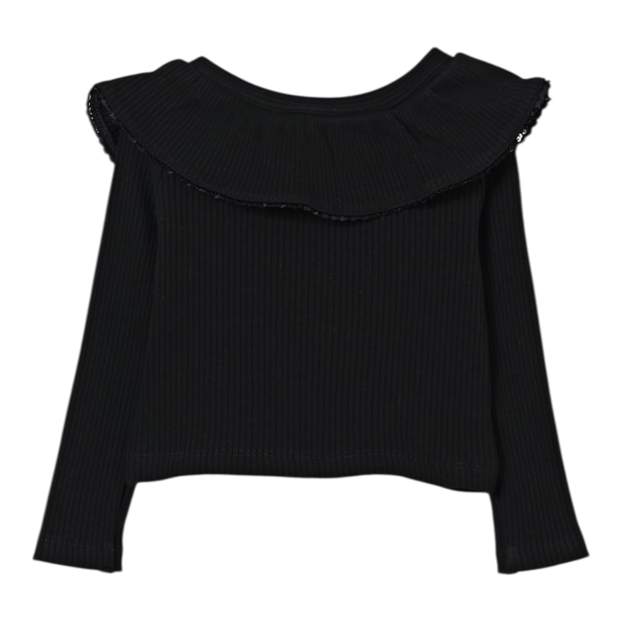 Monnalisa Maglia tinta unita con Colletto Nero per Bambina 71F607 NERO MONNALISA 