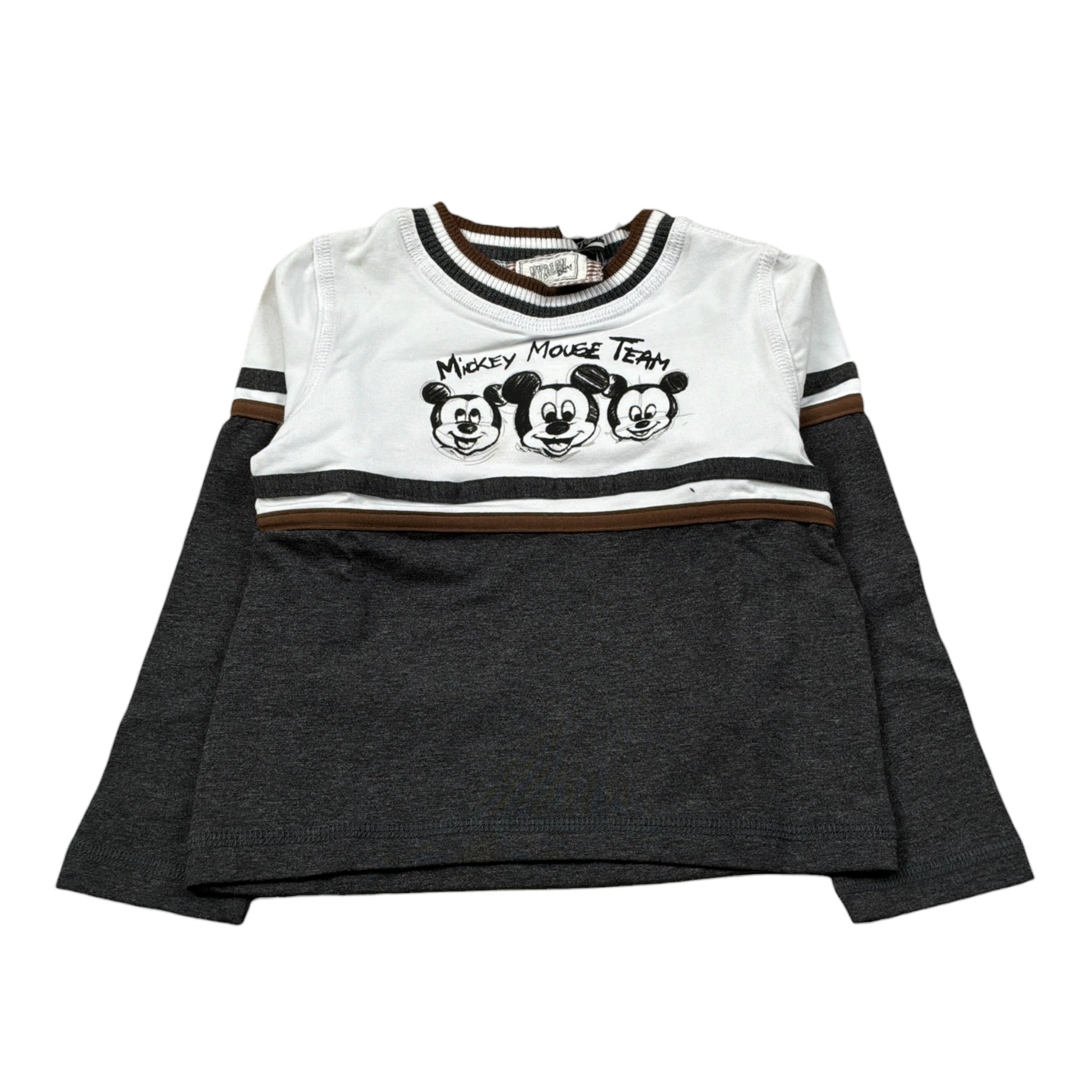 Monnalisa Shirt Bicolore Girocollo con Stampe Bianco/Grigio per Neonato SHTMNN BIANCO/GRIGIO MONNALISA 
