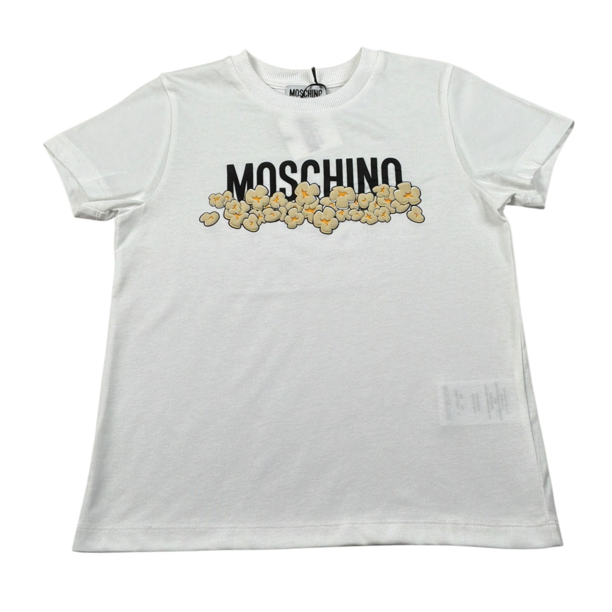 Moschino T-Shirt Girocollo tinta unita con Logo Bianco per Bambino H6M058 BIANCO MOSCHINO 