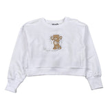 Moschino Felpa Modello Crop tinta unita con Stampa Bianco per Bambina HAF06G BIANCO MOSCHINO 