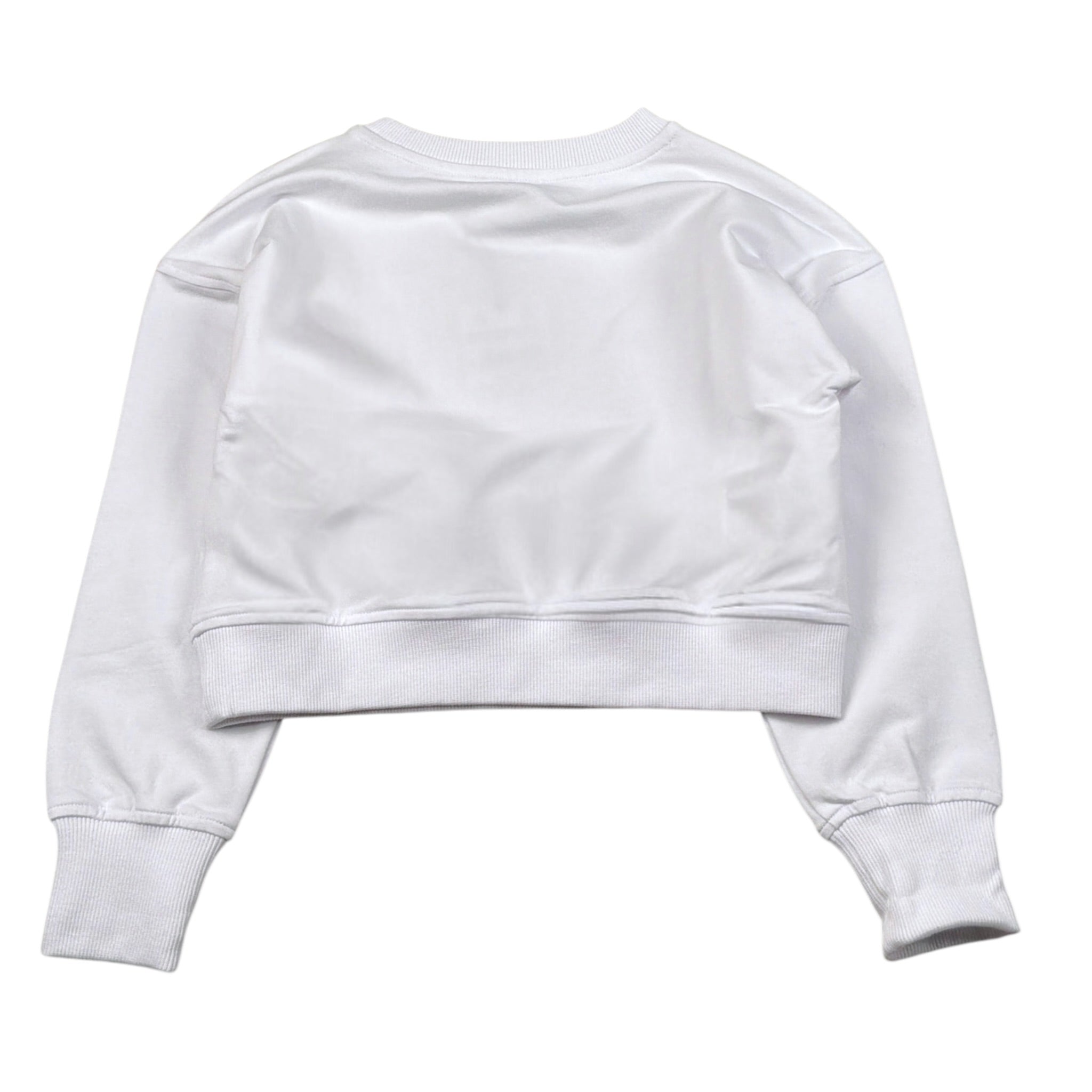 Moschino Felpa Modello Crop tinta unita con Stampa Bianco per Bambina HAF06G BIANCO MOSCHINO 