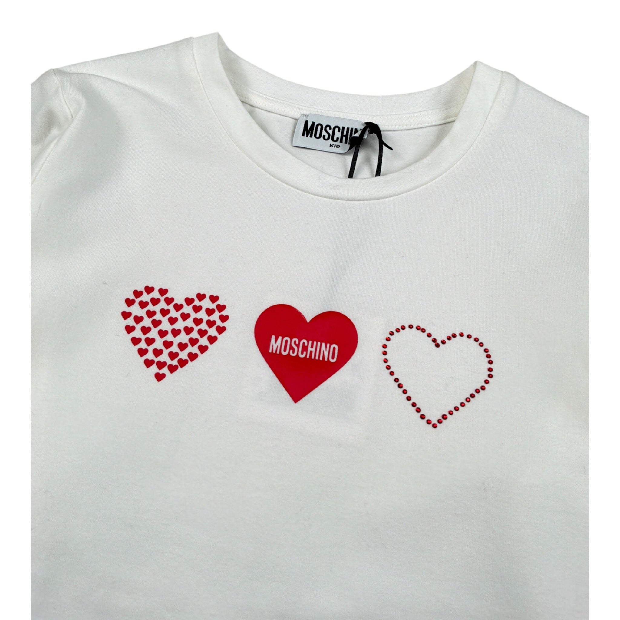 Moschino Shirt Girocollo tinta unita con Stampa Panna per Bambina HAO010 PANNA MOSCHINO 