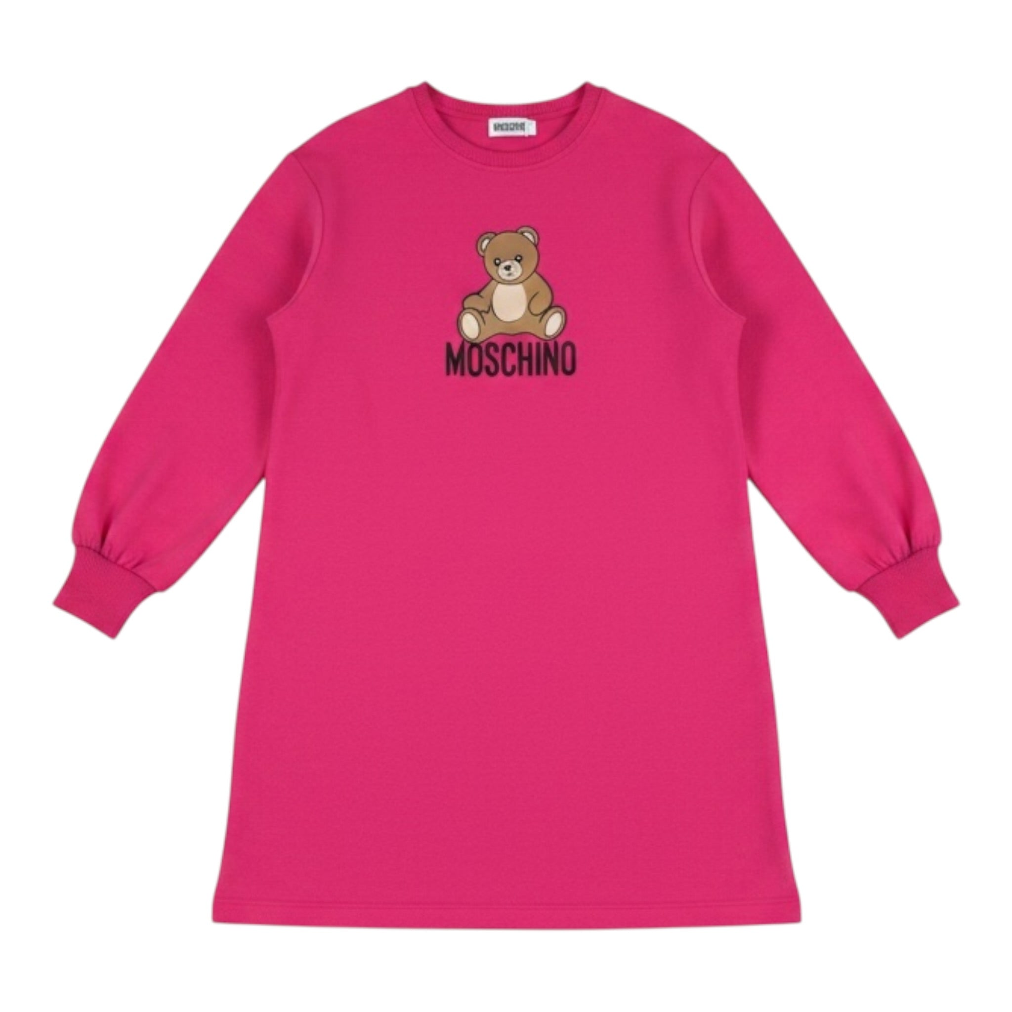 Moschino Abito Modello Felpa tinta unita con Stampa Fuxia per Bambina HBV0GY FUXIA MOSCHINO 