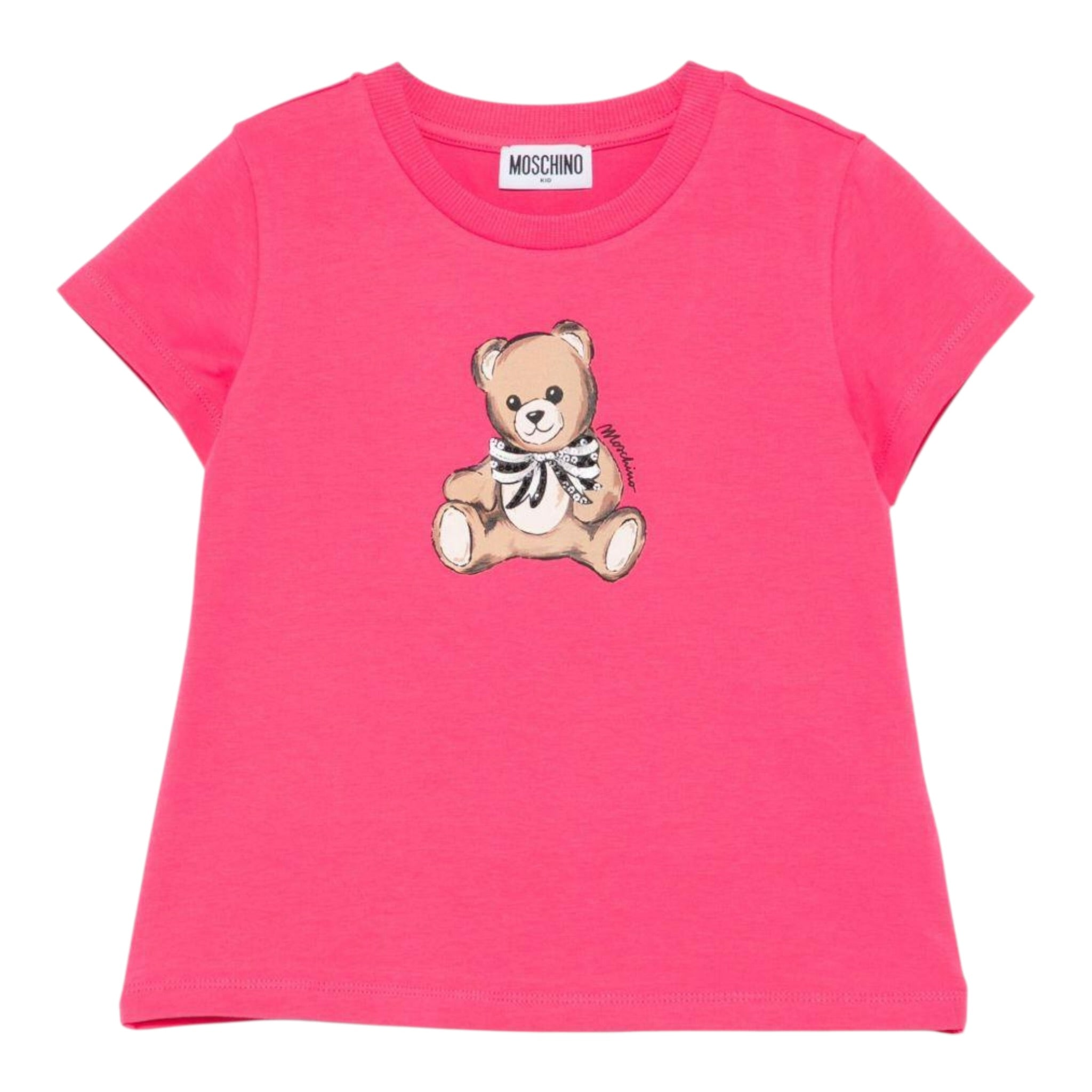 Moschino T-Shirt Girocollo tinta unita Fuxia per Bambina HCM06K FUXIA MOSCHINO 