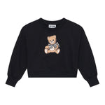 Moschino Felpa Chiusa Girocollo tinta unita con Stampa Nero per Bambina HDF06G NERO MOSCHINO 
