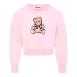 Moschino Felpa Chiusa Girocollo tinta unita con Stampa Rosa per Bambina HDF06GXXX ROSA MOSCHINO 
