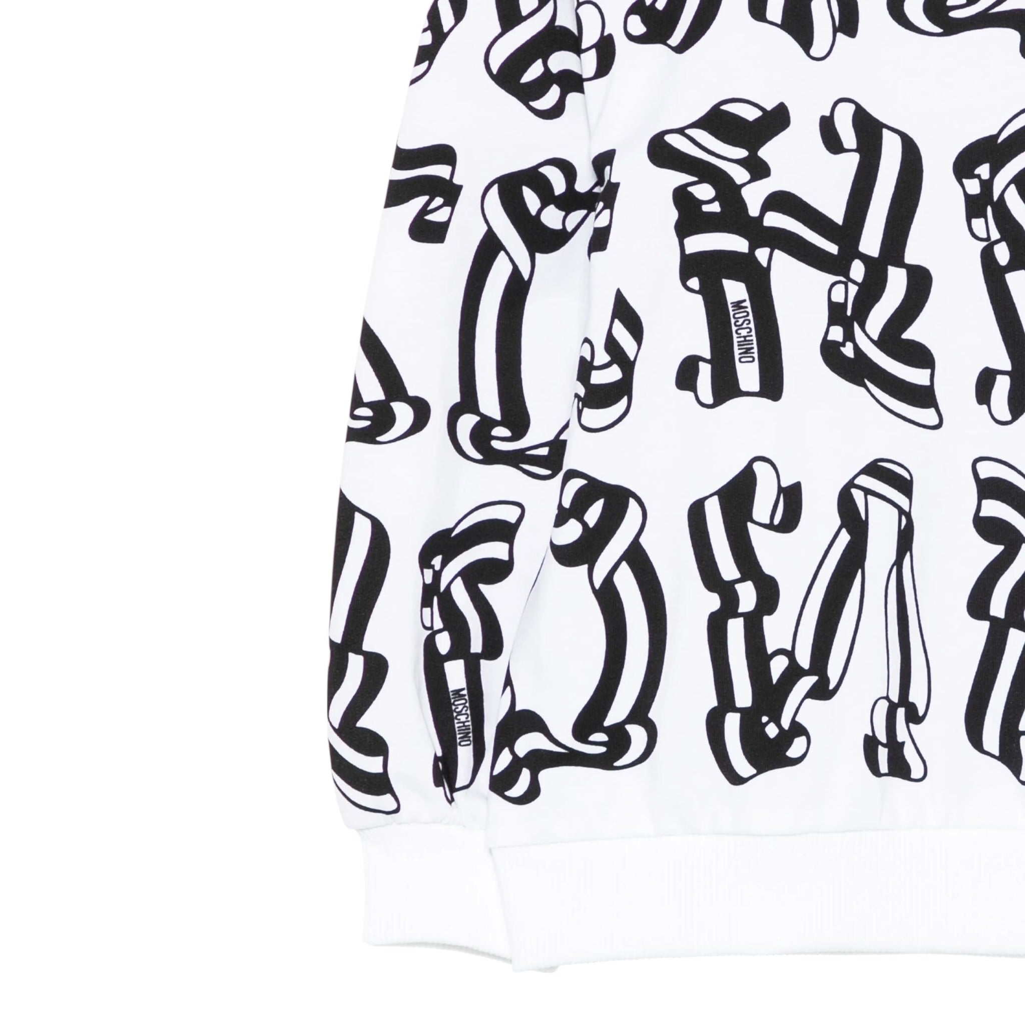 Moschino Felpa Chiusa Girocollo tinta unita con Stampe Bianco per Bambino HDF06N BIANCO MOSCHINO 