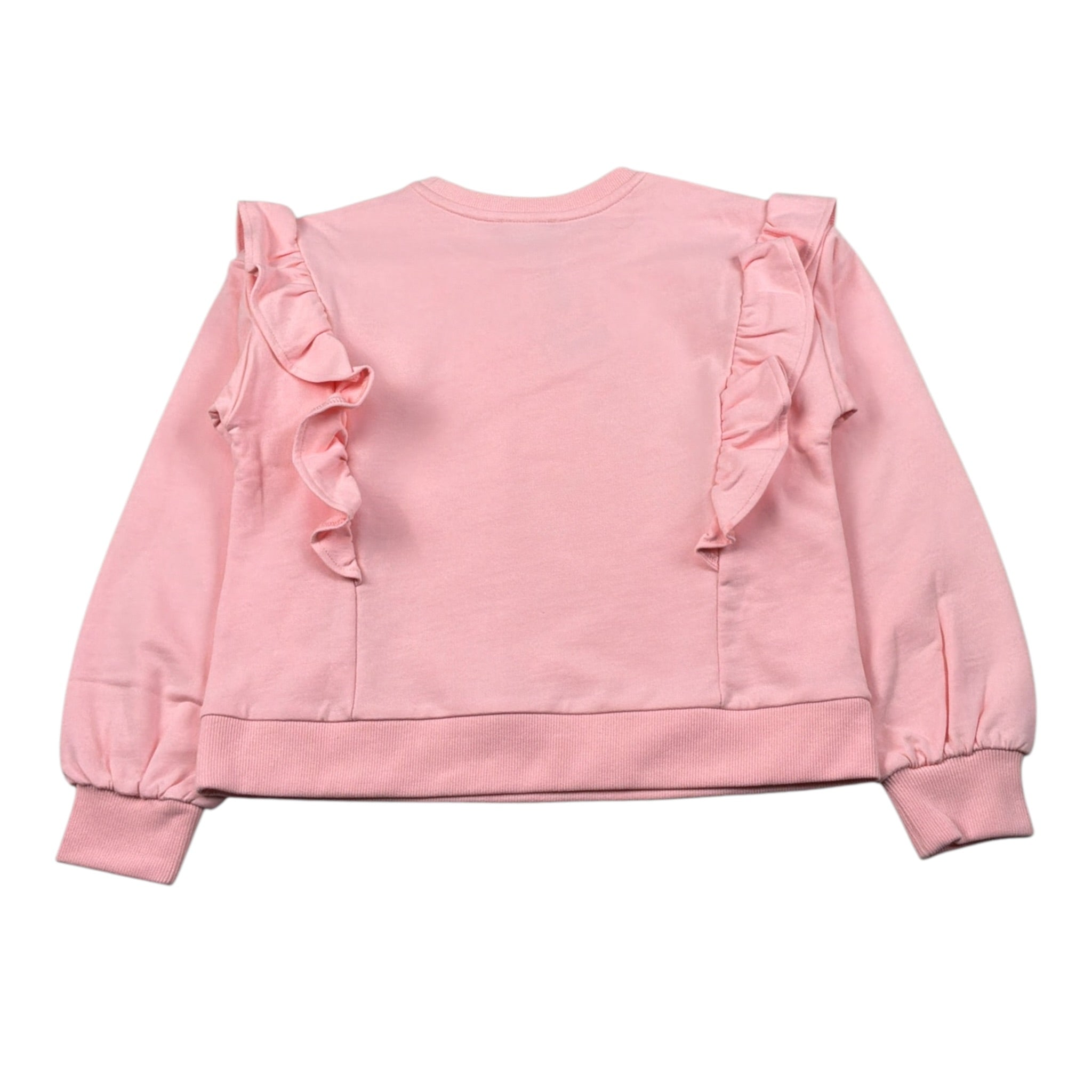 Moschino Felpa Chiusa Girocollo tinta unita con Stampa Rosa per Bambina HDF06W ROSA MOSCHINO 